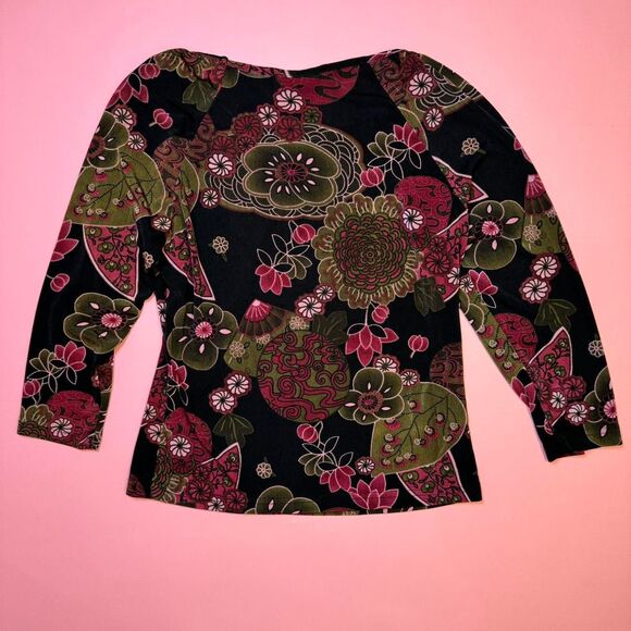 Y2K early 2000s No Boundaries stretch retro fairy grunge floral multicolor top - Picture 2 of 3